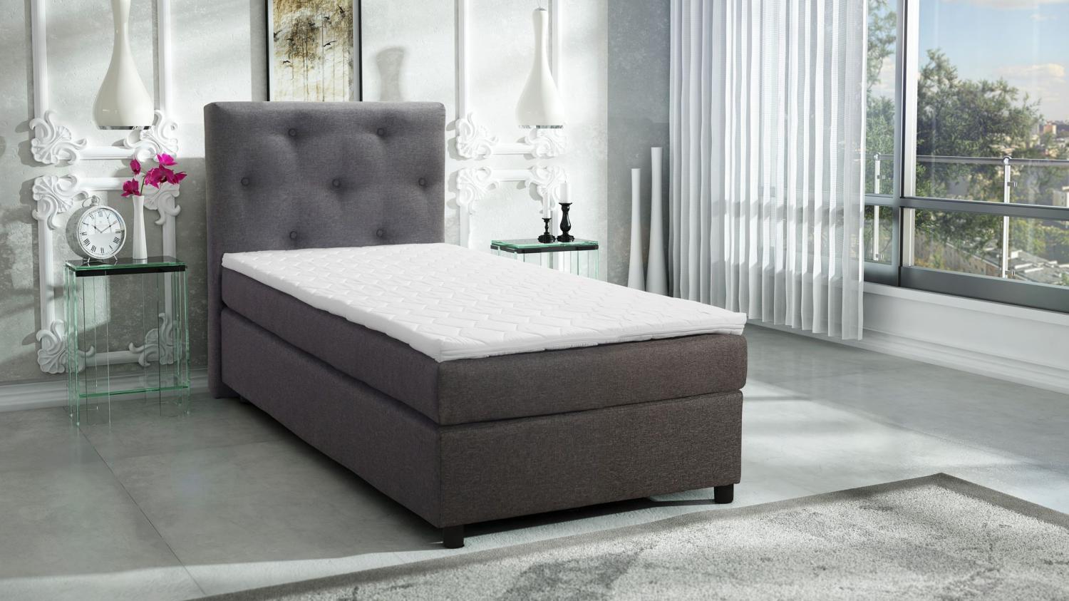 'Paxos 1 Chester' Boxspringbett inkl. Topper, 90x200 grau Bild 1