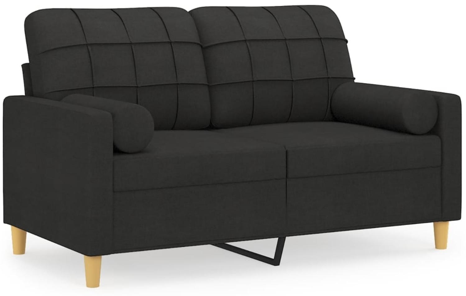 vidaXL 2-Sitzer-Sofa mit Zierkissen Schwarz 120 cm Stoff 3200778 Bild 1