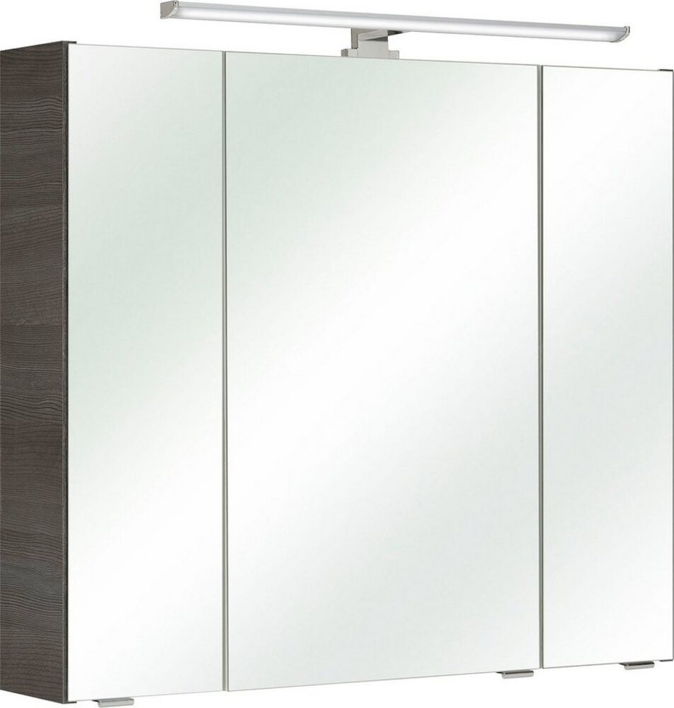 Saphir Spiegelschrank Quickset Badschrank, 3 Spiegeltüren, 6 Einlegeböden, 80 cm breit inkl. LED-Beleuchtung, Türdämpfer, Schalter-/Steckdosenkombination Bild 1