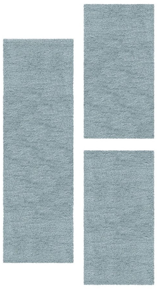 Carpettex Hochflor-Bettumrandung Unicolor - Einfarbig, Höhe 50 mm, (Bett-Set, 3-tlg, Bettvorlage), Schlafzimmer Teppich Bettumrandung Läufer Set 3 teilig Bild 1