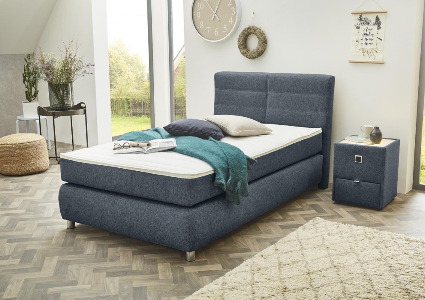 Boxspringbett 'FRANZI' Blau-Grau 120x200 cm Bild 1