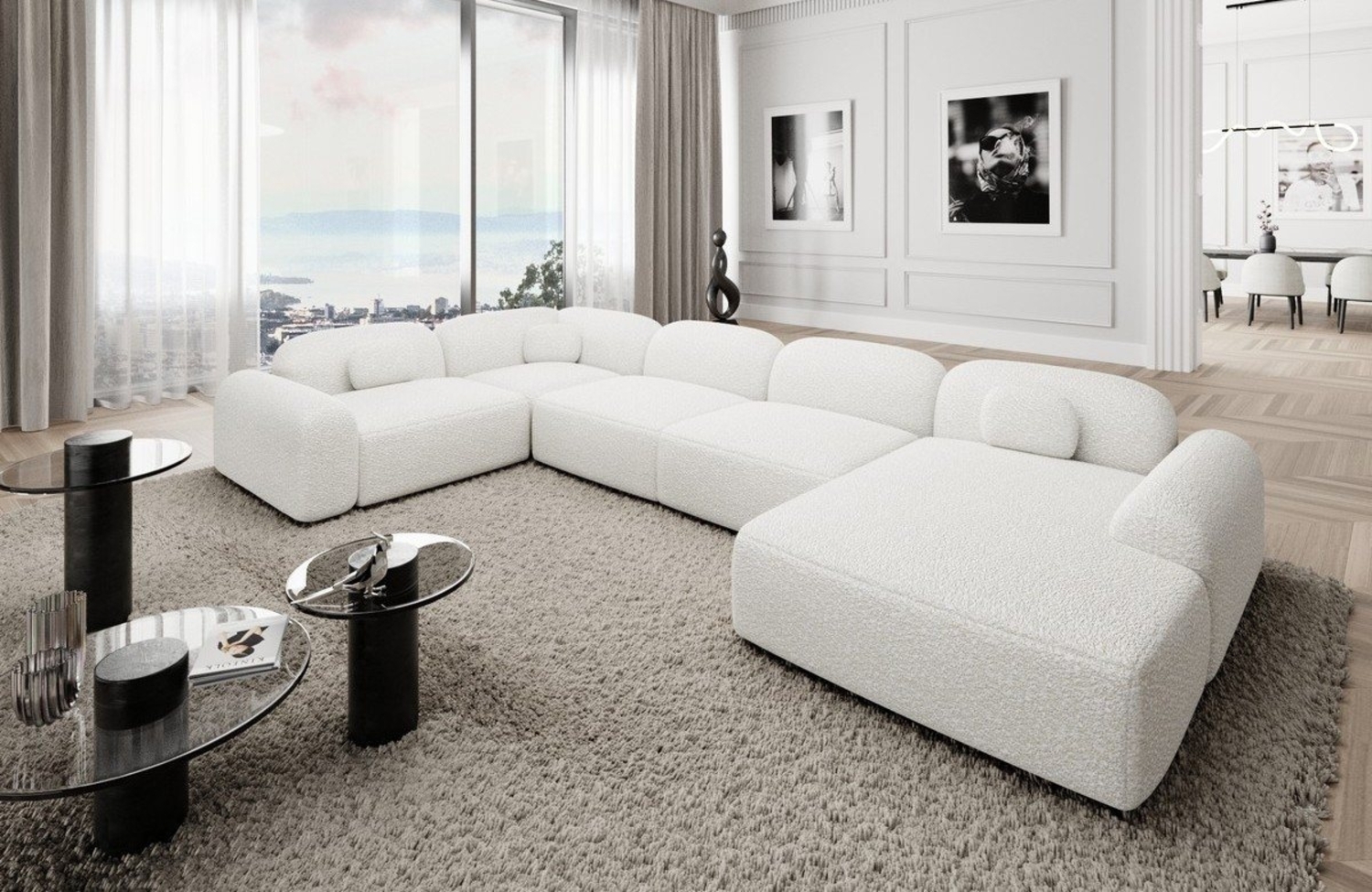 Sofa Dreams Wohnlandschaft Stoff Sofa Polstersofa Stoffcouch Stoffsofa Barcelona U Form Couch, Loungesofa Bild 1