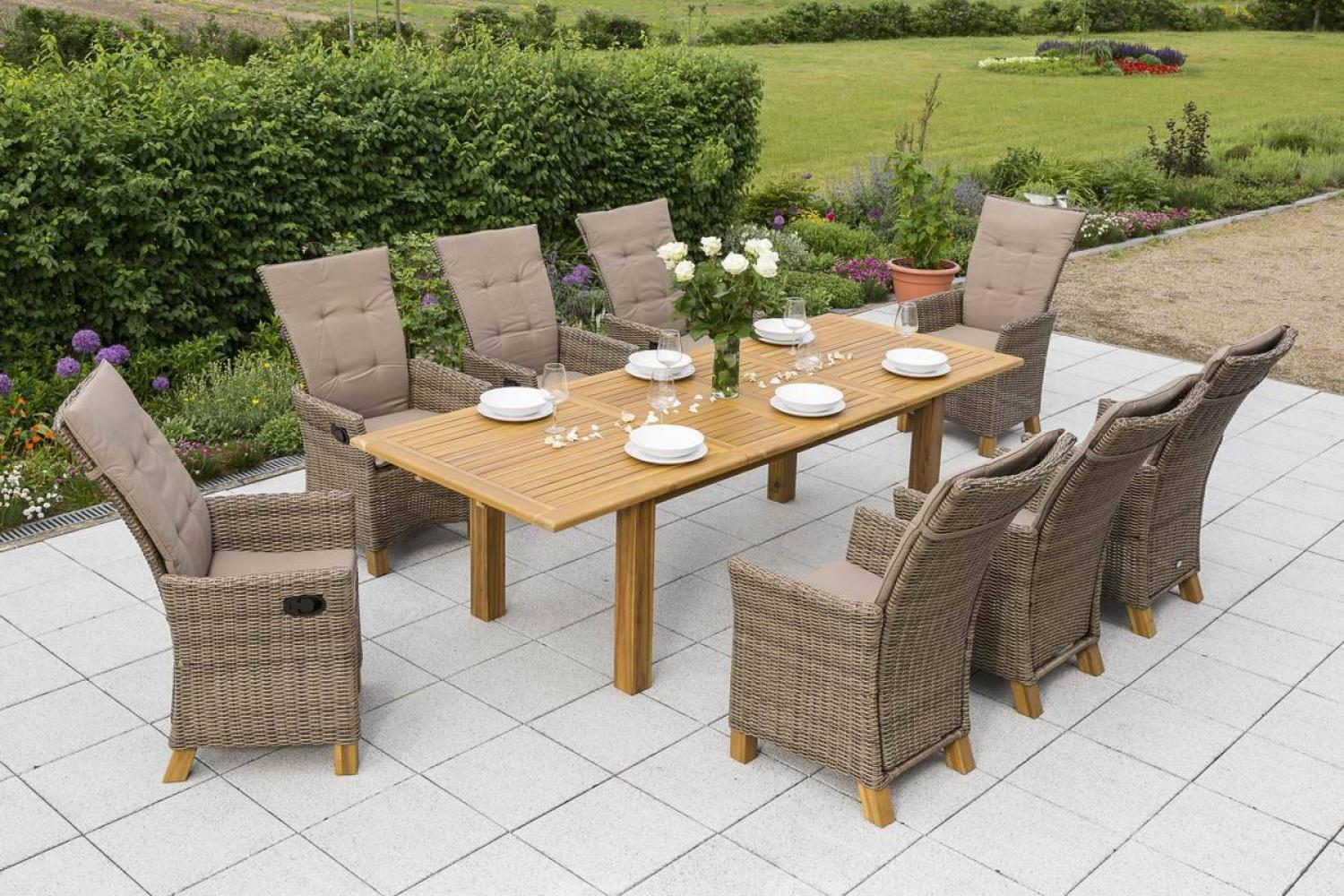 YOURSOL by Merxx Gartenmöbel Set Toskana 8 Personen mit Ausziehtisch 180 - 260 cm, Hochlehner Bild 1