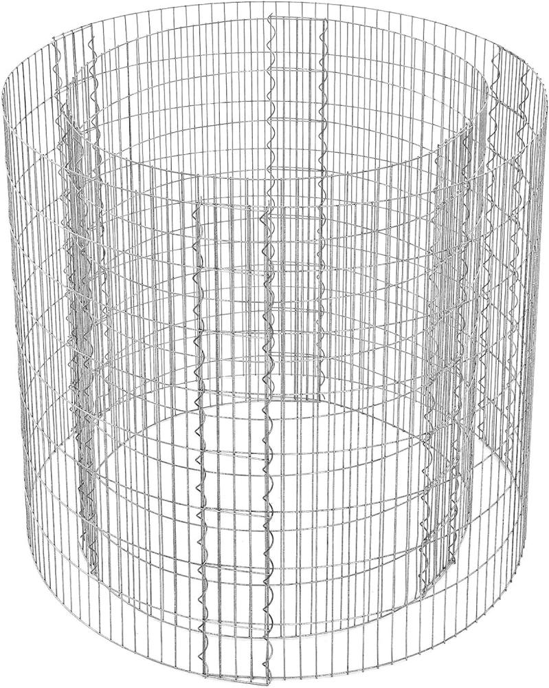 Gabione, rund, 90 x 80 cm (Ø x H) Gabionenkorb, Steinkorb aus Metall, 2,5 x 10 cm engmaschiges Gitter, Drahtzaun aus verzinktem Stahl, rostfrei, silbern GGB879 Bild 1