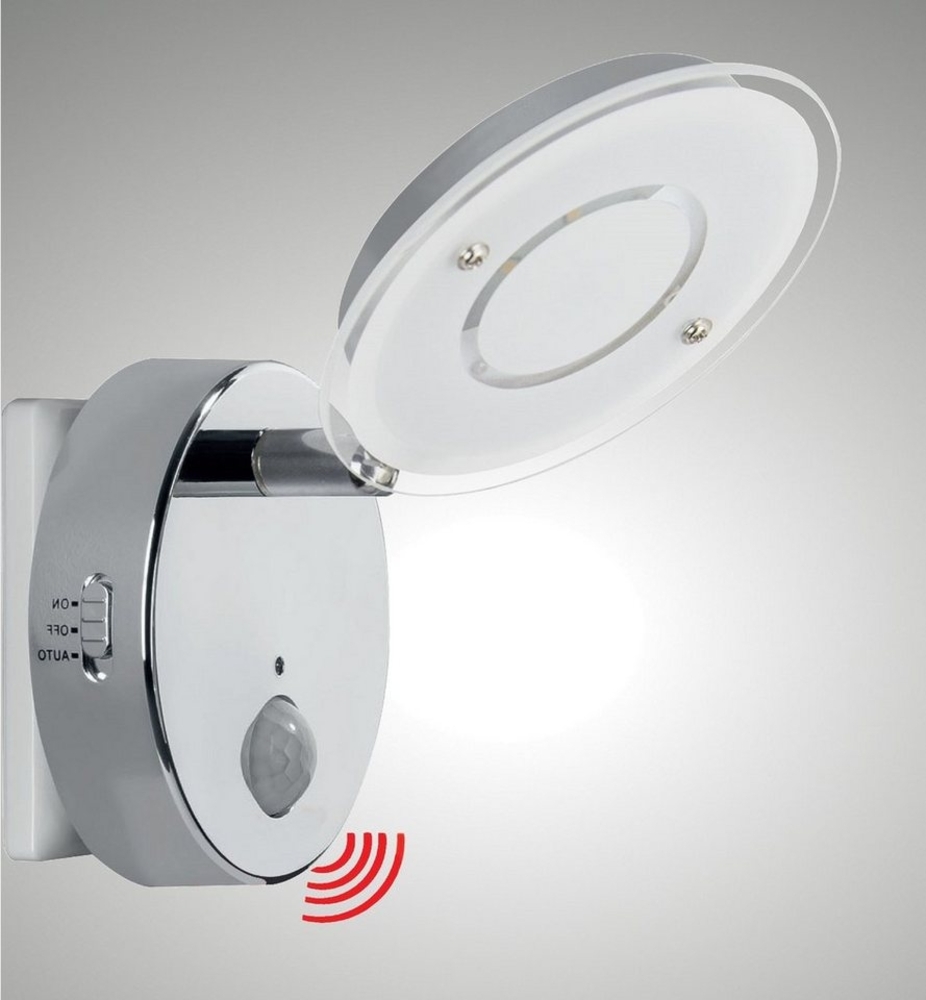 TRANGO LED Nachtlicht, Bewegungsmelder, 2636-018 LED Sensor Nachtlicht *NITE* in Chrom mit Automatikfunktion direkt 230V mit Bewegungssensor I Sicherheitslicht I Steckdose Lampe, Steckdose Lampe I Wandlampe I Orientierungslicht I Kinder Nachtlampe Bild 1