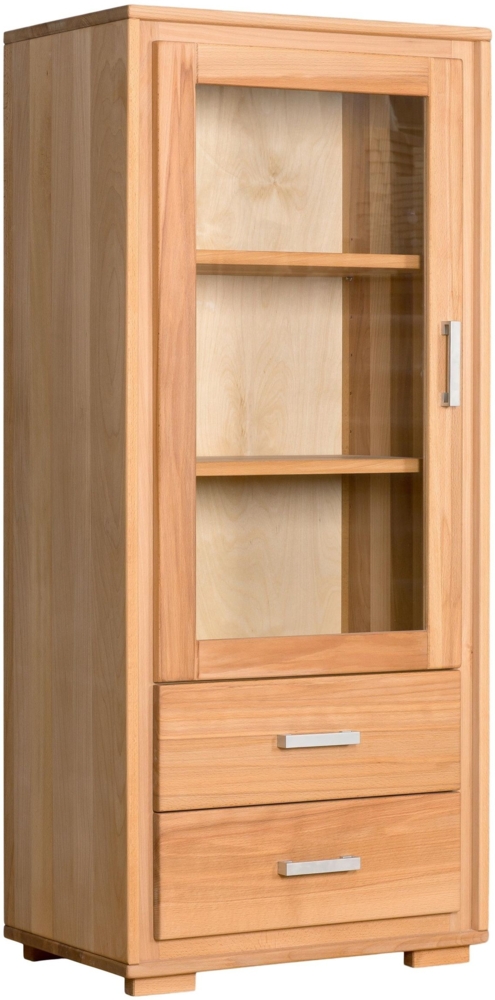 Mini Vitrine Genf 1-türig links - Kernbuche Massivholz geölt Bild 1