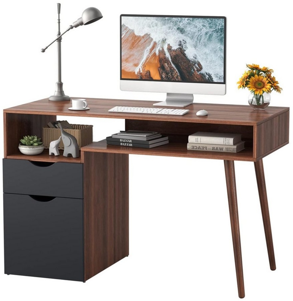 KOMFOTTEU Schreibtisch Computertisch für das Heimbüro, mit Schubladen & Schrank Bild 1