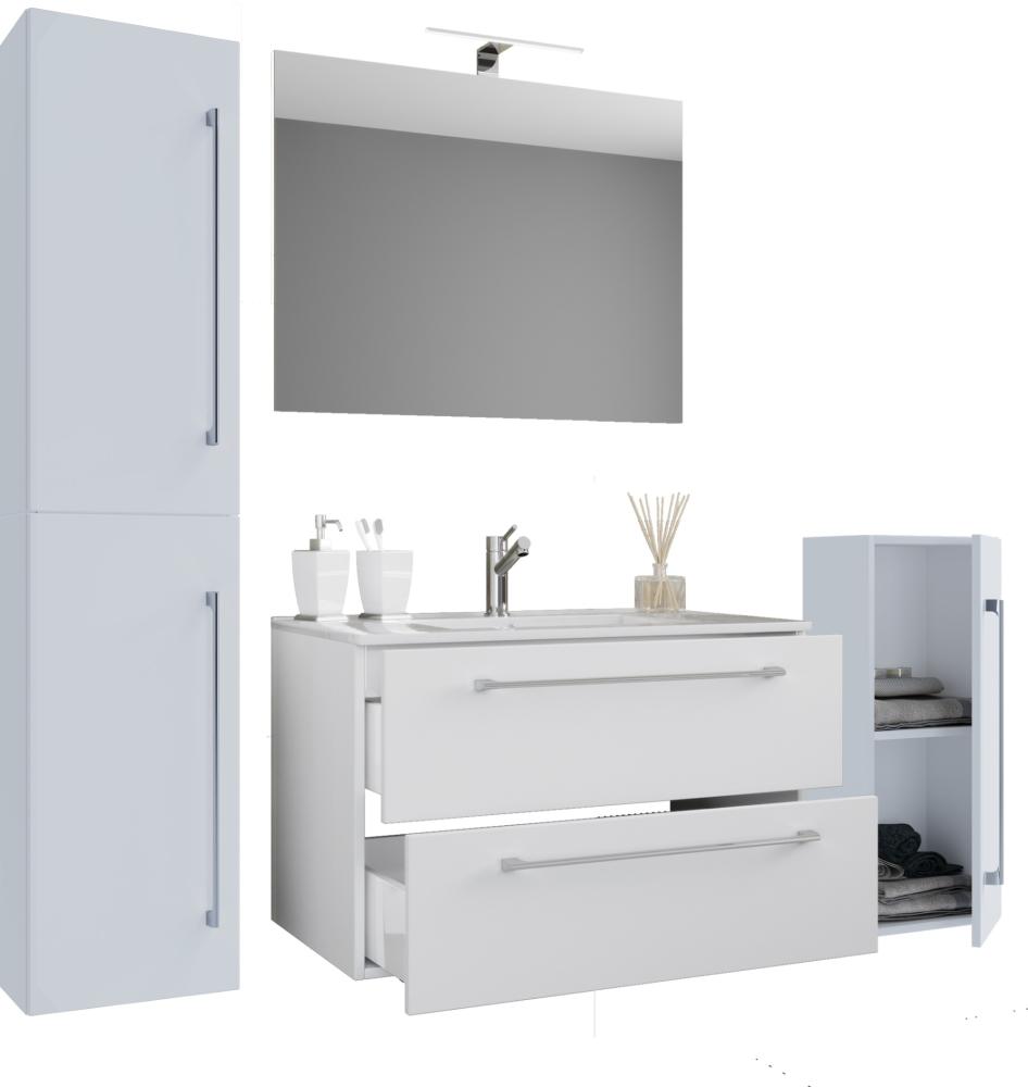 Badinos Bad Möbel Set Waschbecken Unterschrank Wandspiegel Badezimmer Waschtisch Bild 1