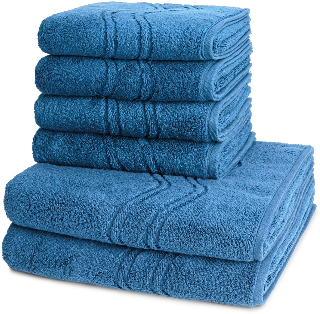 Ross Cashmere feeling 6 tlg. Frottier-Set - 4 X Handtuch (50 X 100cm), 2 X Duschtuch (75 X 140cm) - 520 g/m2 - Ozean Bild 1