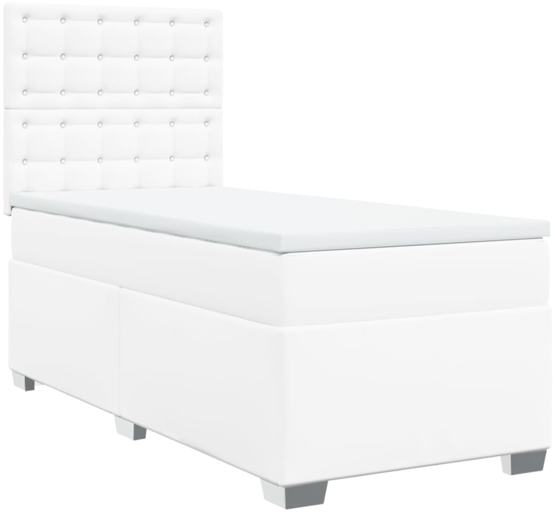 vidaXL Boxspringbett mit Matratze Weiß 100x200 cm Kunstleder 3290709 Bild 1