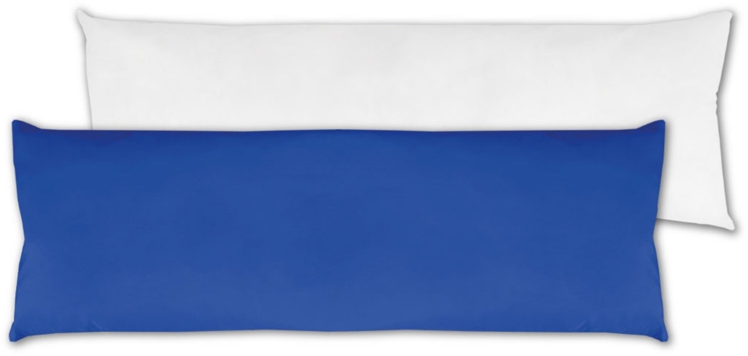 Seitenschläfer Kissenhülle Kissenfüllung Körperkissen, bequem und anschmiegsam in vielen verschiedenen Farben erhältlich (ca. 40x120cm + Kissenfüllung / blau - royalblau) Bild 1