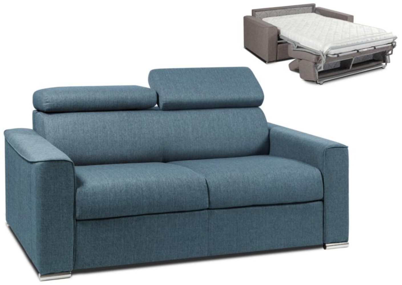 Schlafsofa 2-Sitzer Stoff VIZIR - Blau - Liegefläche: 120 cm - Matratzenhöhe: 14 cm Bild 1