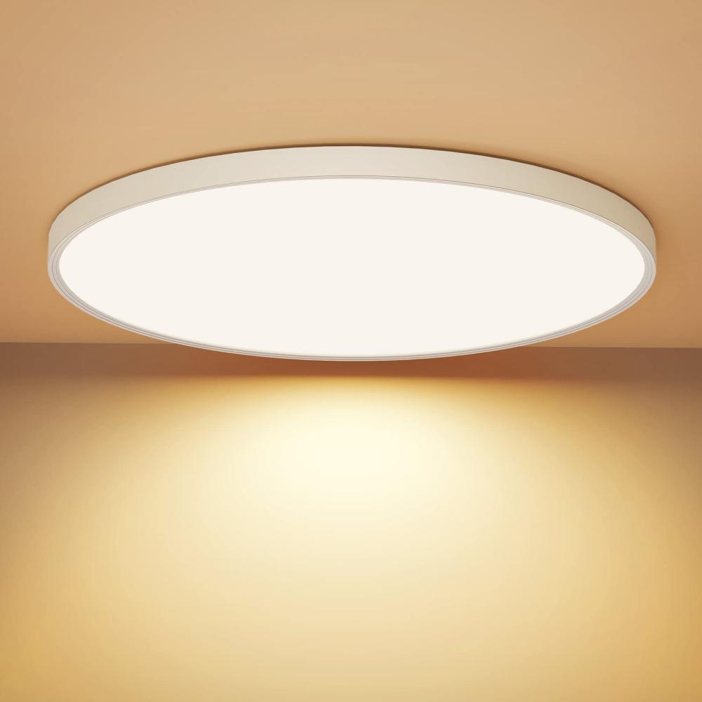 OUILA LED Deckenleuchte Flach Rund - Deckenlampe LED 24W 3000K 2400LM IP44 Wasserdichte Badezimmer lampe, Küchenlampe Deckenleuchte Warmweiß für Küche Bad Schlafzimmer Flur Keller, Durchmesser 30cm Bild 1