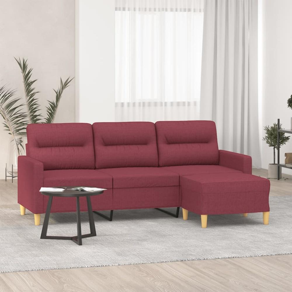 vidaXL 3-Sitzer-Sofa mit Hocker Weinrot 180 cm Stoff 3201079 Bild 1