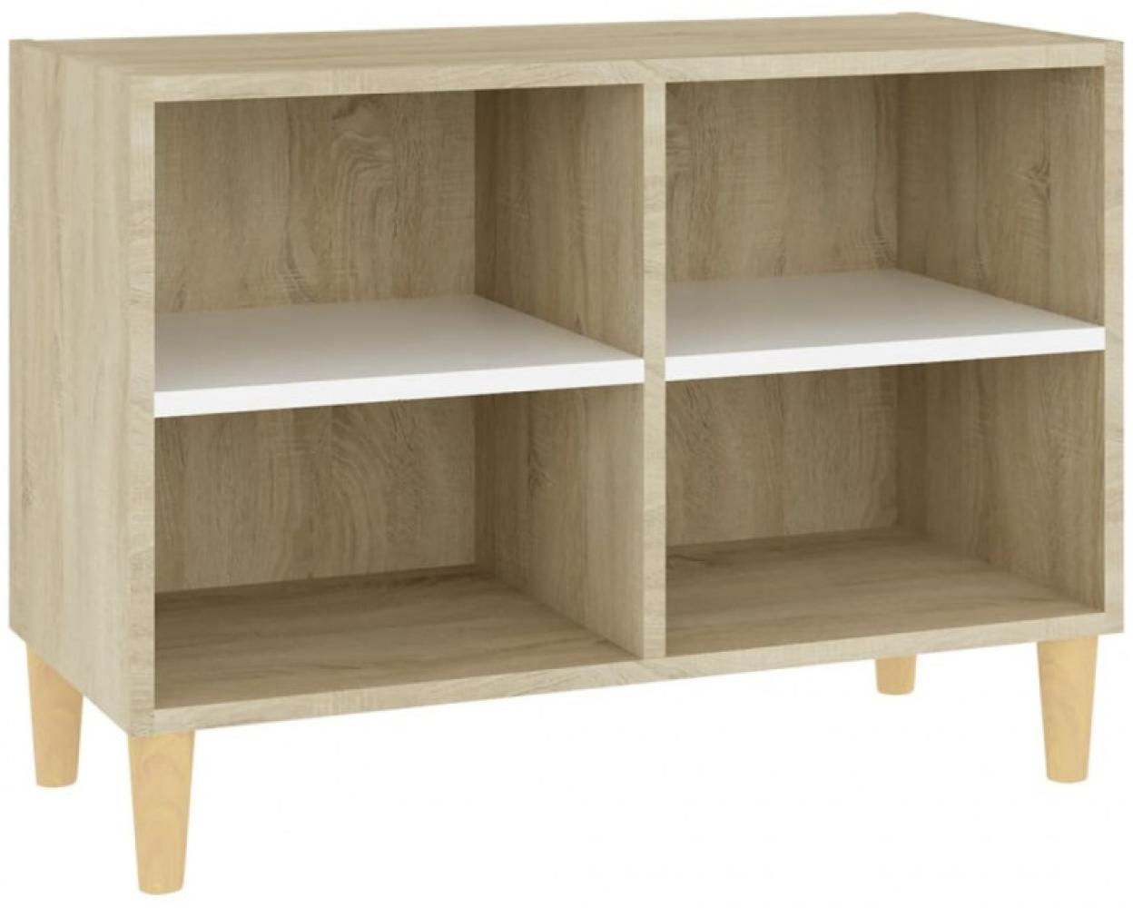 vidaXL TV-Schrank mit Massivholz-Beinen Weiß Sonoma-Eiche 69,5 x 30 x 50 cm Bild 1