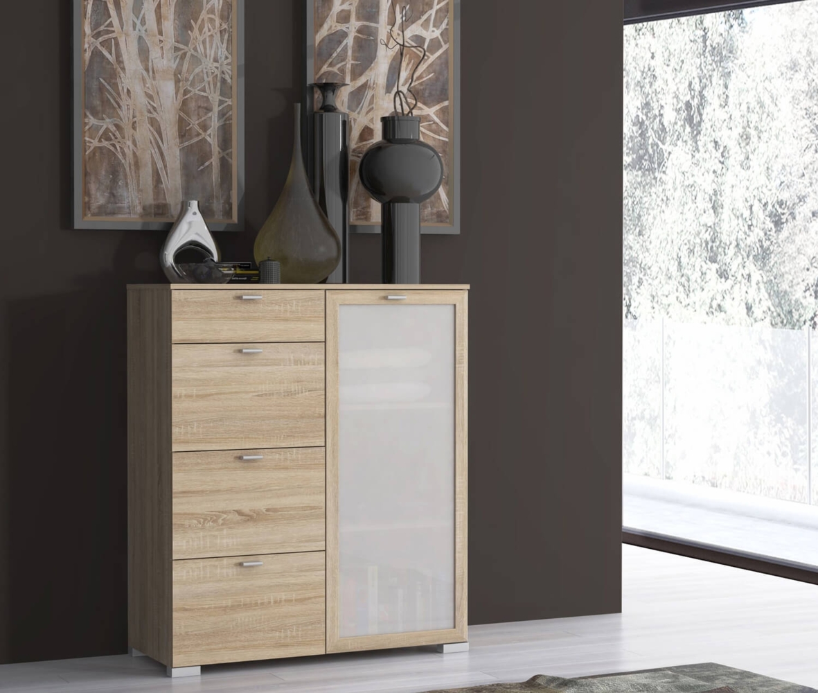 Kommode Highboard Anrichte 100cm Sonoma Eiche 1-türig Bild 1
