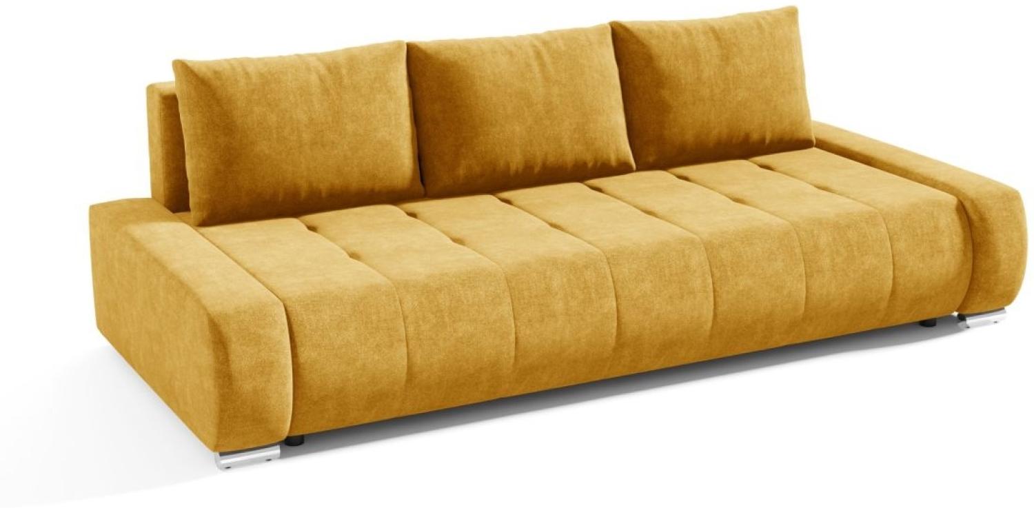 Sofa 3-Sitzer mit Schlaffunktion VOGAR Stoff Aston Gelb Bild 1