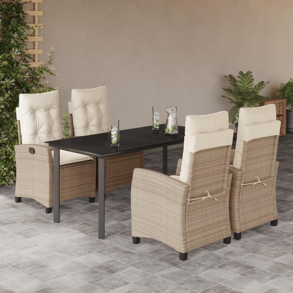vidaXL 5-tlg. Garten-Essgruppe mit Kissen Beige Poly Rattan 3212816 Bild 1