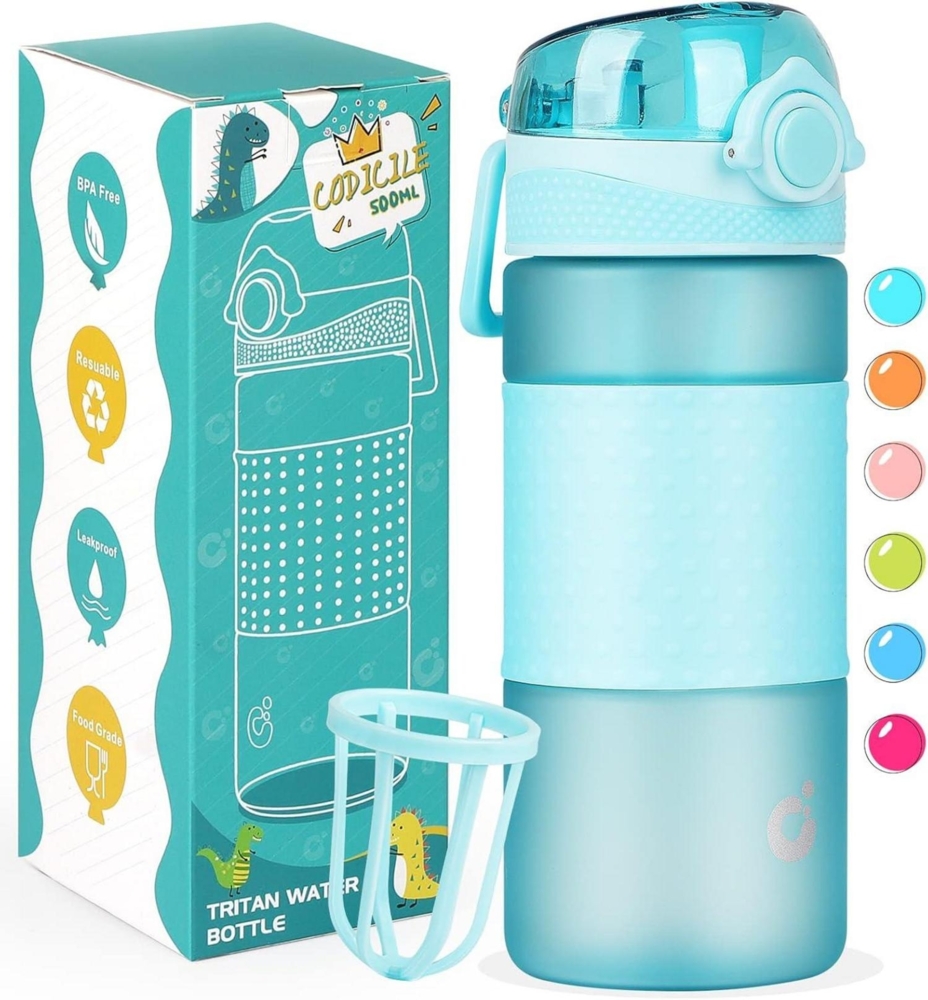 CodiCile Kinder Trinkflasche 500ml BPA freie Wasserflasche Auslaufsicher Griff Bild 1