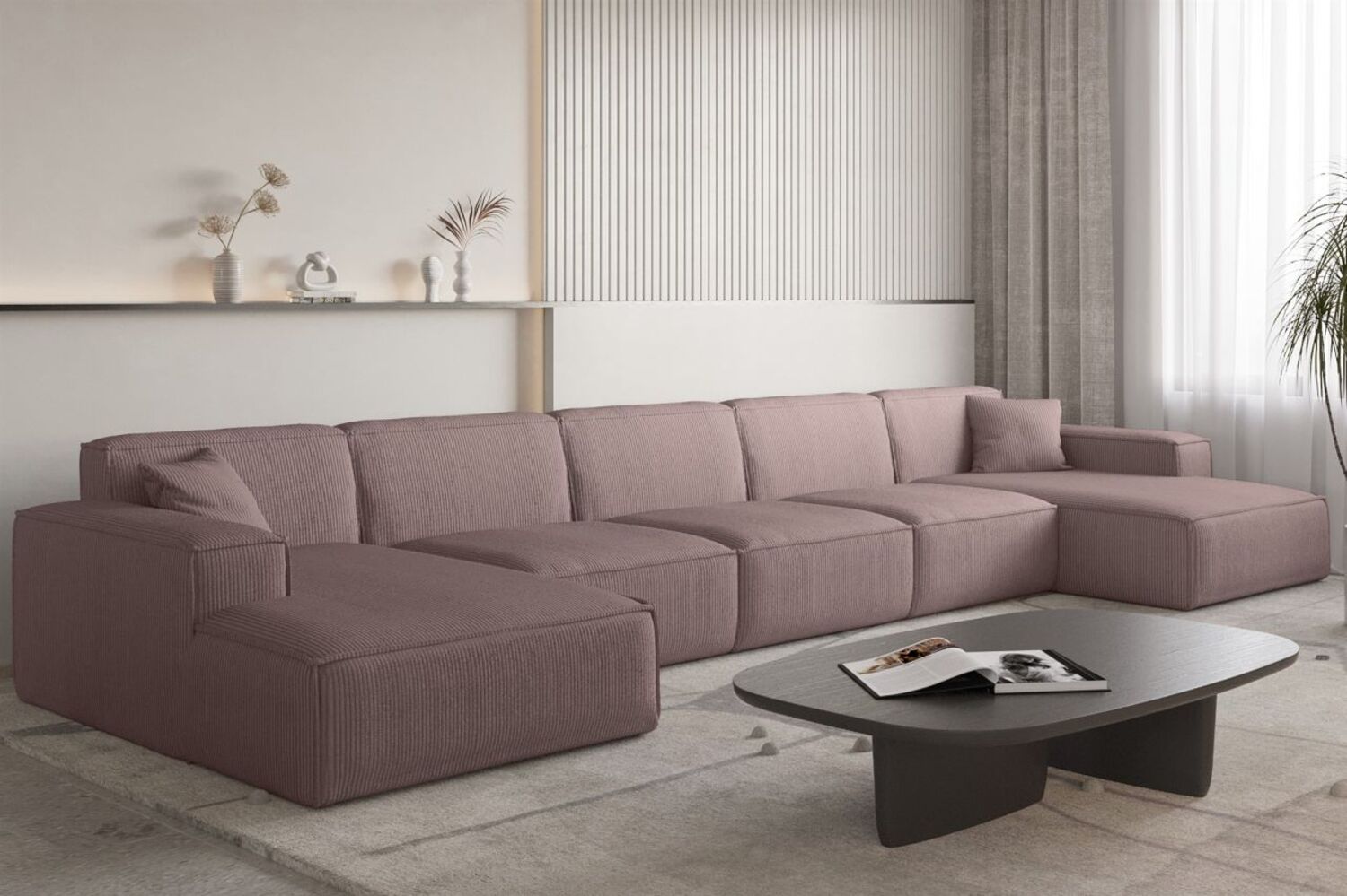 Wohnlandschaft Sofa U-Form CELES PREMIUM XL in Stoff Scala Lavendel Bild 1