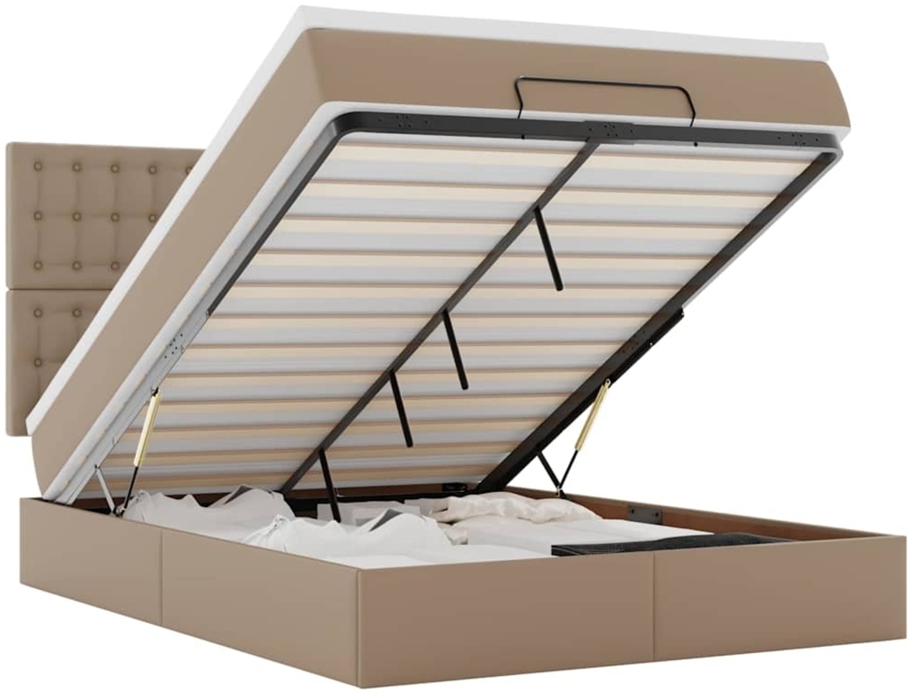 vidaXL Ottoman-Bett mit Matratze & LEDs 140x190cm Kunstleder 3313854 Bild 1