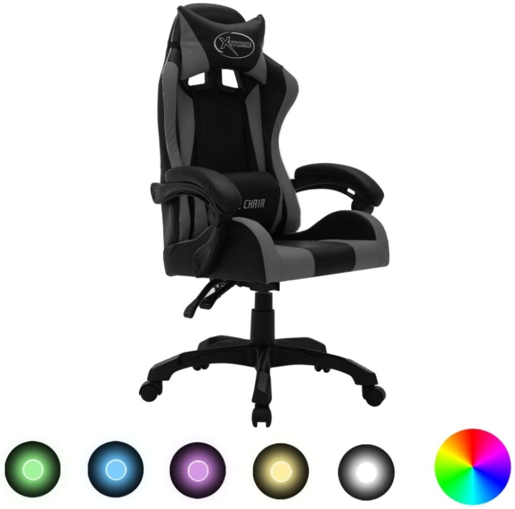 vidaXL Gaming-Stuhl mit RGB LED-Leuchten Grau und Schwarz Kunstleder 288000 Bild 1