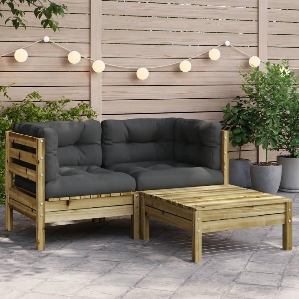 vidaXL Gartensofa mit Kissen und Hocker 2-Sitzer 838180 Bild 1