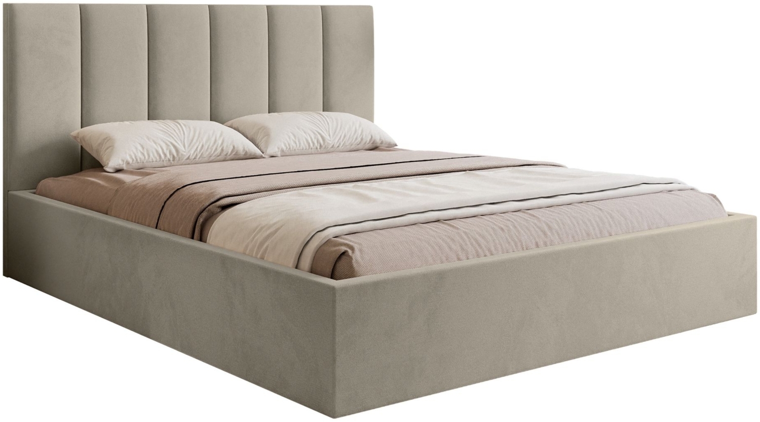 Selsey 'Masego' Polsterbett mit Bettkasten und Veloursbezug, Hellbeige, 180x200 cm Bild 1