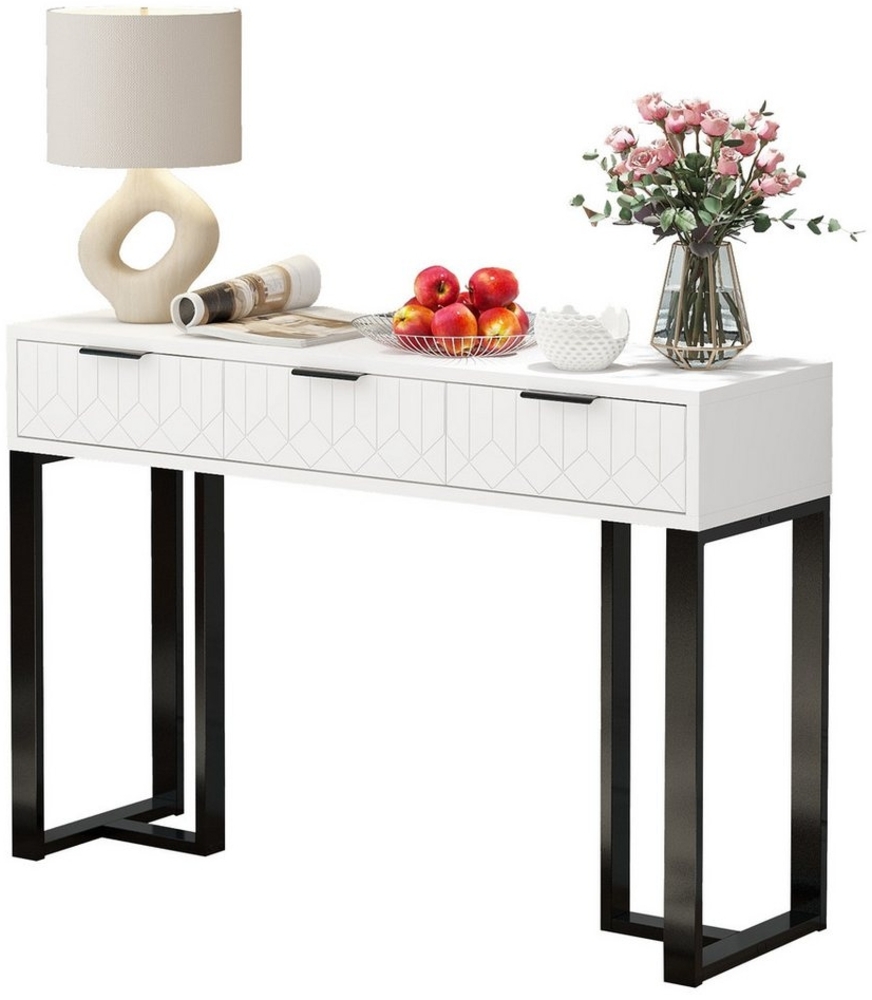 HAUSS SPOLE Sideboard Beistellschrank Kommode mit verstellbaren Fußpolstern, Schubladen (Moderner Konsolentisch mit Gestell, Schubladen und verstellbaren Fußpolstern - Elegantes Design für Wohnzimmer, Flur & Büro - Stabile MDF-Oberfläche & Pflegeleicht... Bild 1