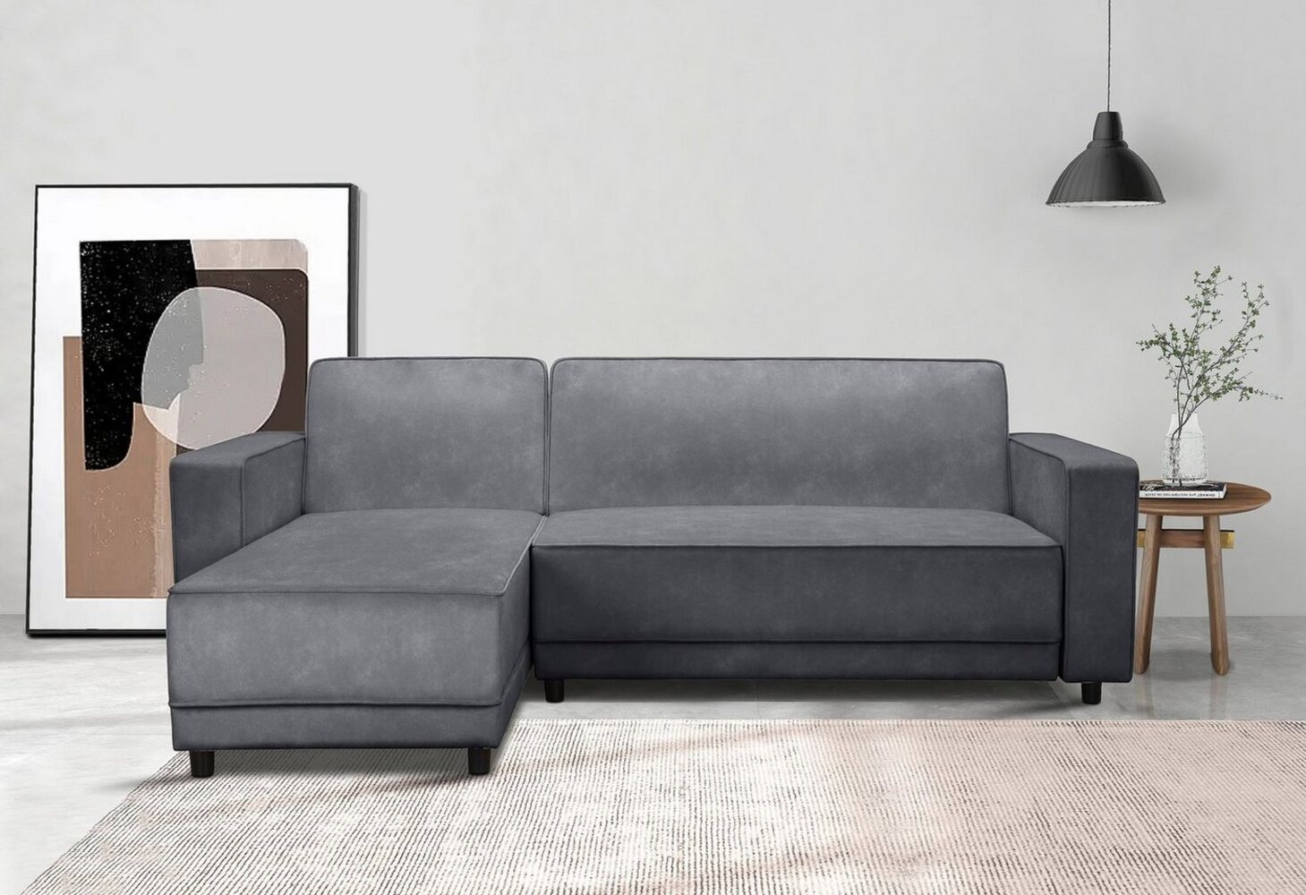 Dorel Home Ecksofa Allie Schlafsofa 230 cm mit Relaxfunktion in der Rückenlehne, Schlaffunktion (108/194,5cm), trendiger Cord o. pflegeleichter Velours Bild 1