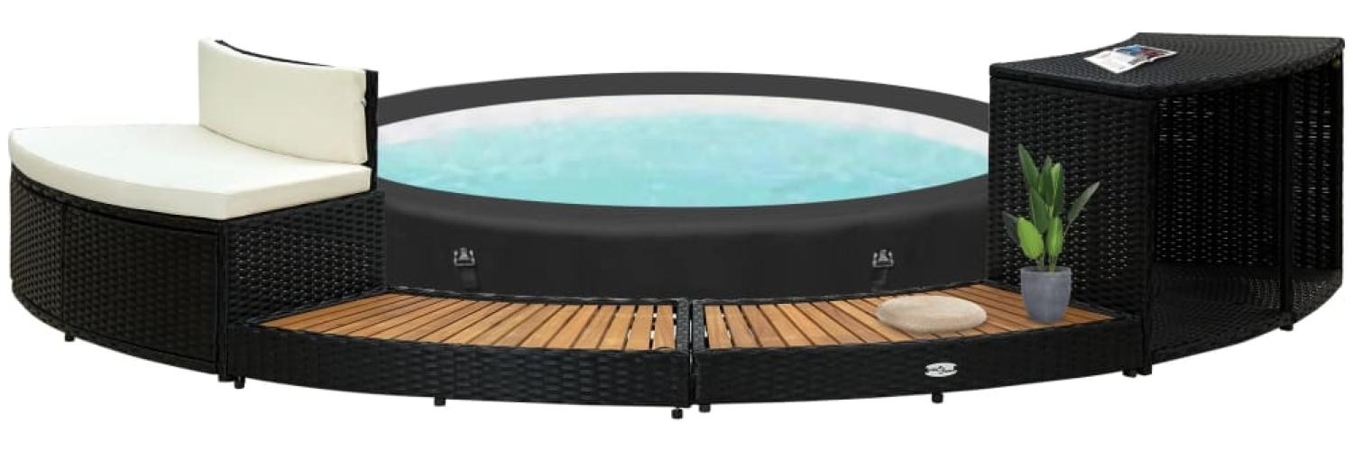 vidaXL Whirlpool-Einfassung Schwarz Poly Rattan und Massivholz Akazie 316651 Bild 1