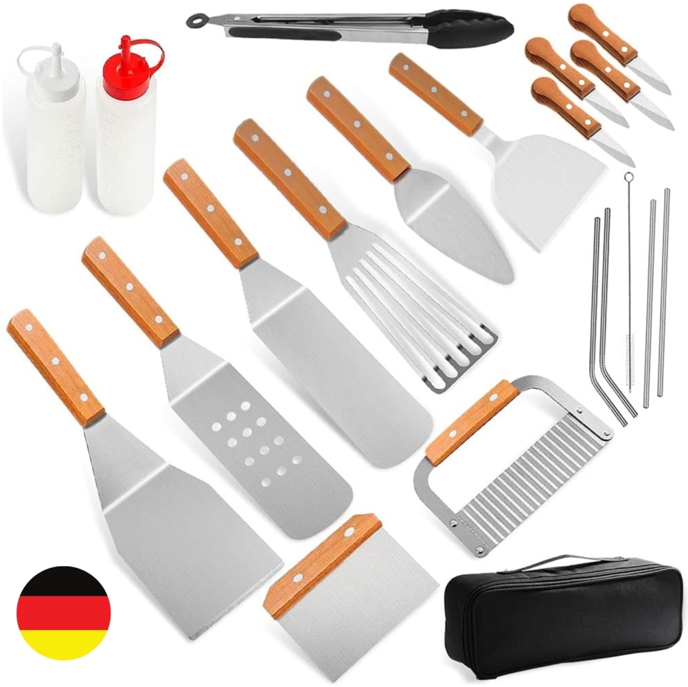 8-TLG Profi BBQ Grillbesteck Set Edelstahl Grillwender mit Tragetasche Camping Bild 1