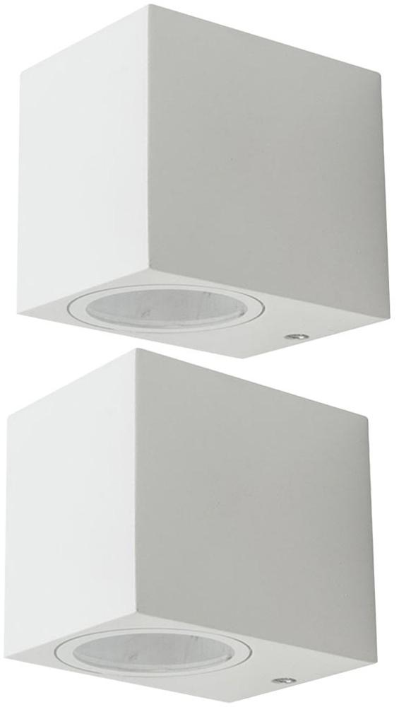 2er Set Wandleuchte, Außen, Alu, Glas, weiß, H 8 cm Bild 1