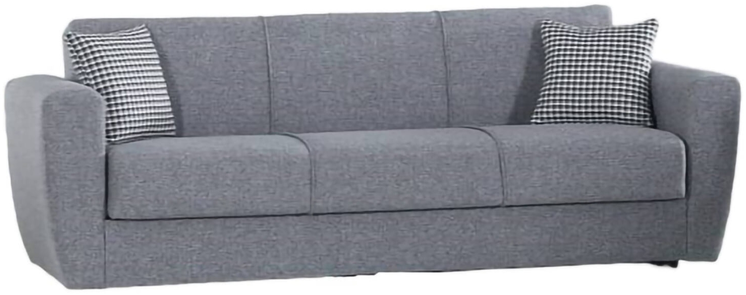 Dmora 3-Sitzer Schlafsofa Nox, lineares Container-Schlafsofa, Wohnzimmersofa mit Klick-Klack-Öffnung, 223 x 84 x 80 cm, Grau Bild 1