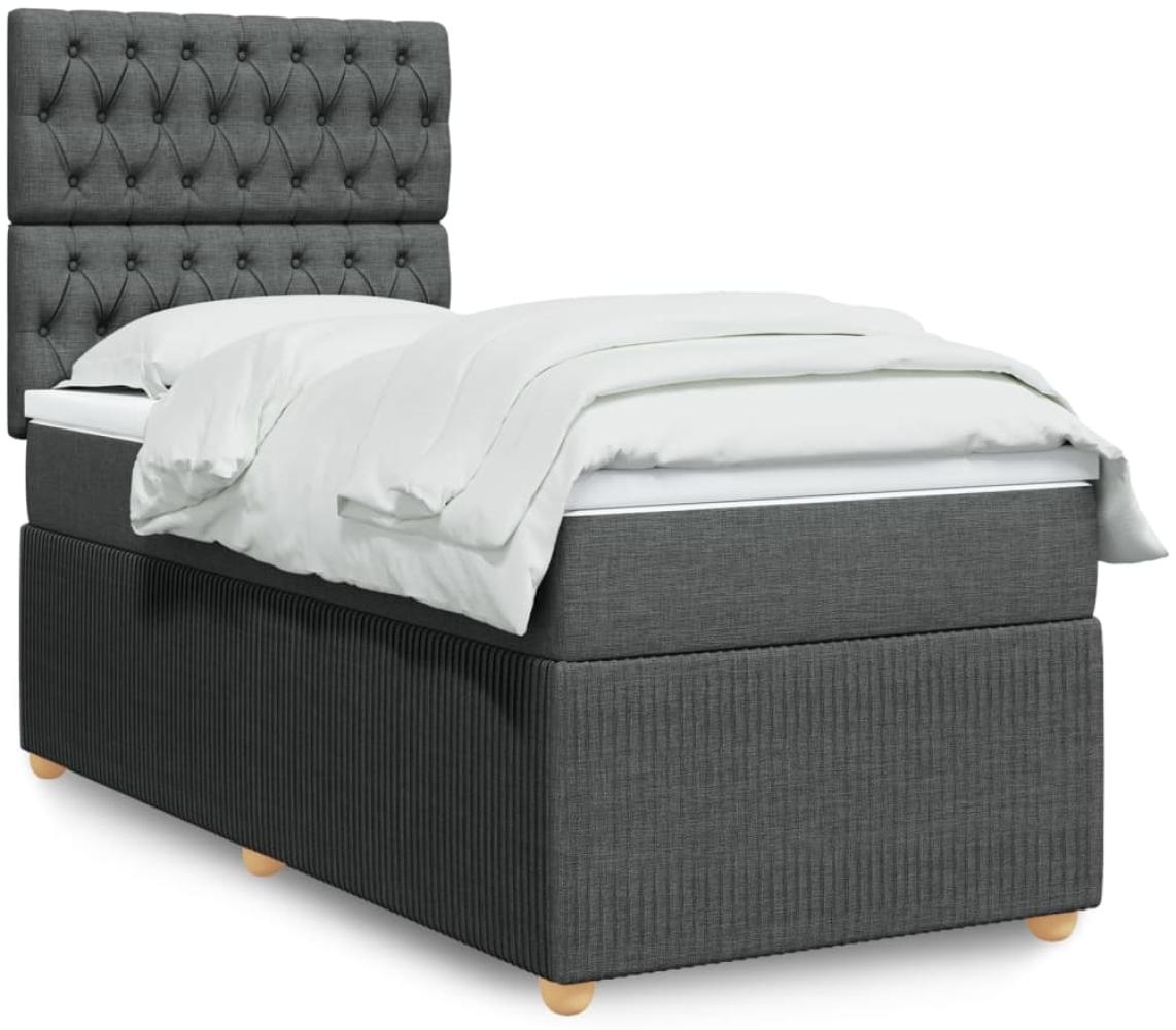 vidaXL Boxspringbett mit Matratze Dunkelgrau 90x190 cm Stoff 3294219 Bild 1