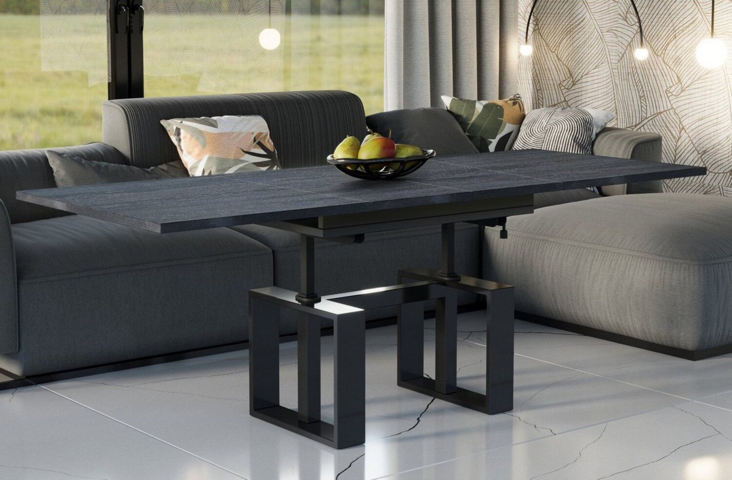 Endo-Moebel Couchtisch Empoli - ausziehbar 110-170cm und höhenverstellbar Doppellift Metall, Couch- & Esstisch, Funktionstisch, modern Design, umwandelbar Bild 1