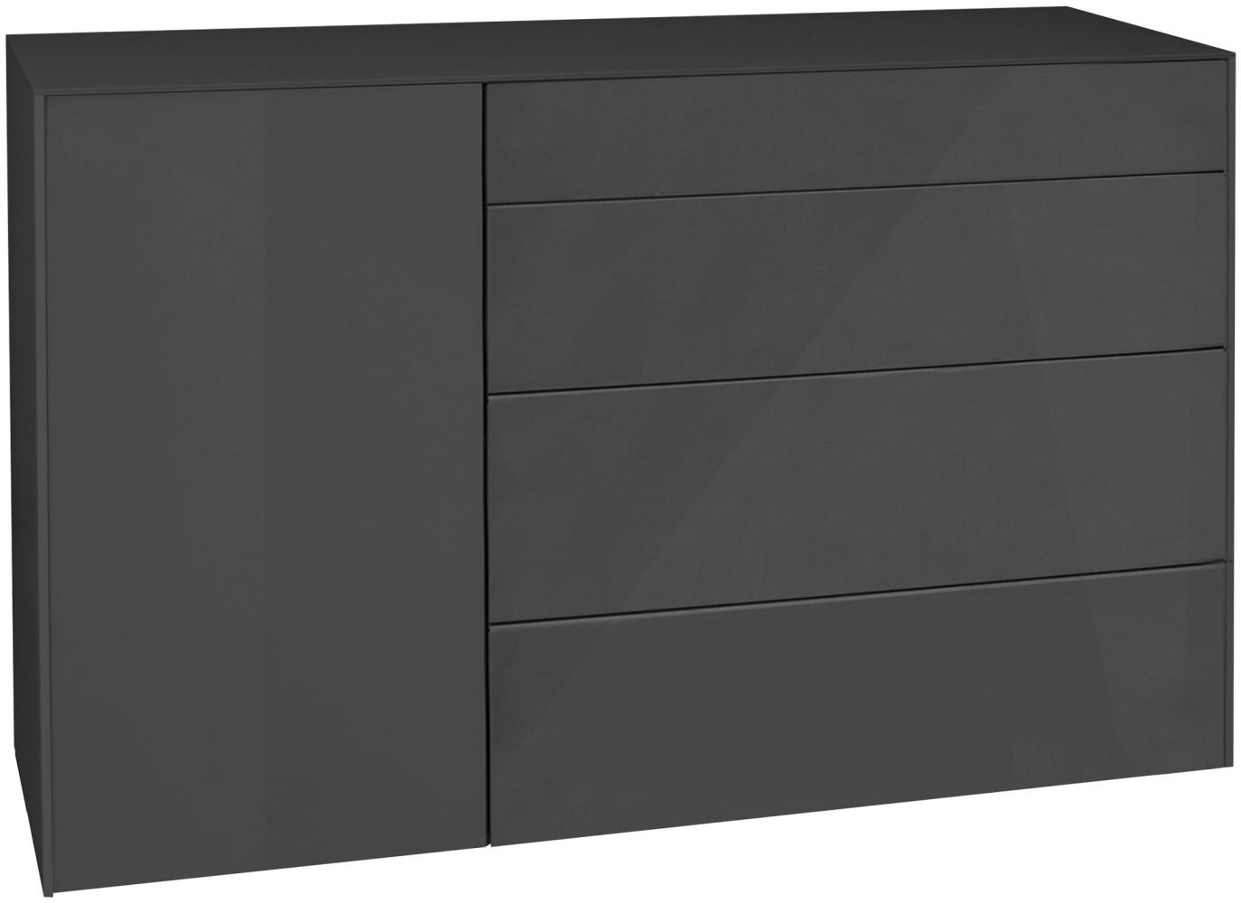 Kommode Elfi 131x42x89 Hochglanz Anthrazit/Glas Anthrazit 14798 Bild 1