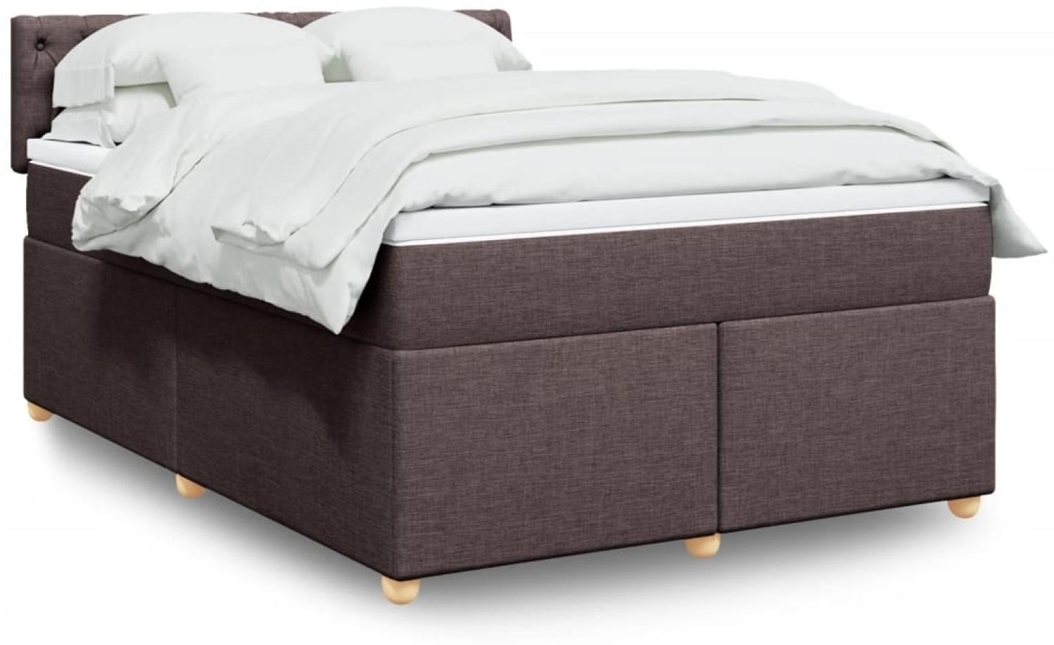 vidaXL Boxspringbett mit Matratze Dunkelbraun 160x200 cm Stoff 3289041 Bild 1