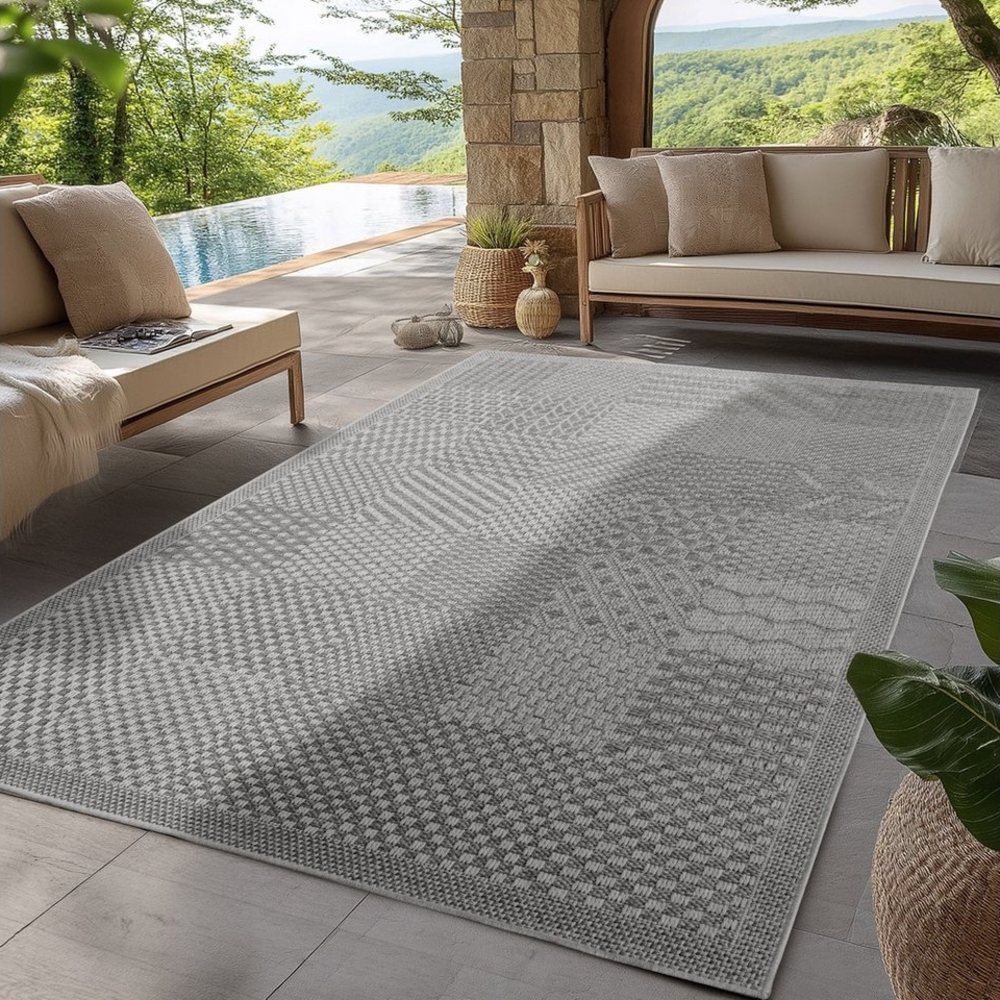 SIMPEX24 Outdoorteppich Boho Design, Läufer, Höhe: 5 mm, Outdoor Teppich Wetterfest Modern Wohnzimmer Küchen Terrasse Balkon Bild 1