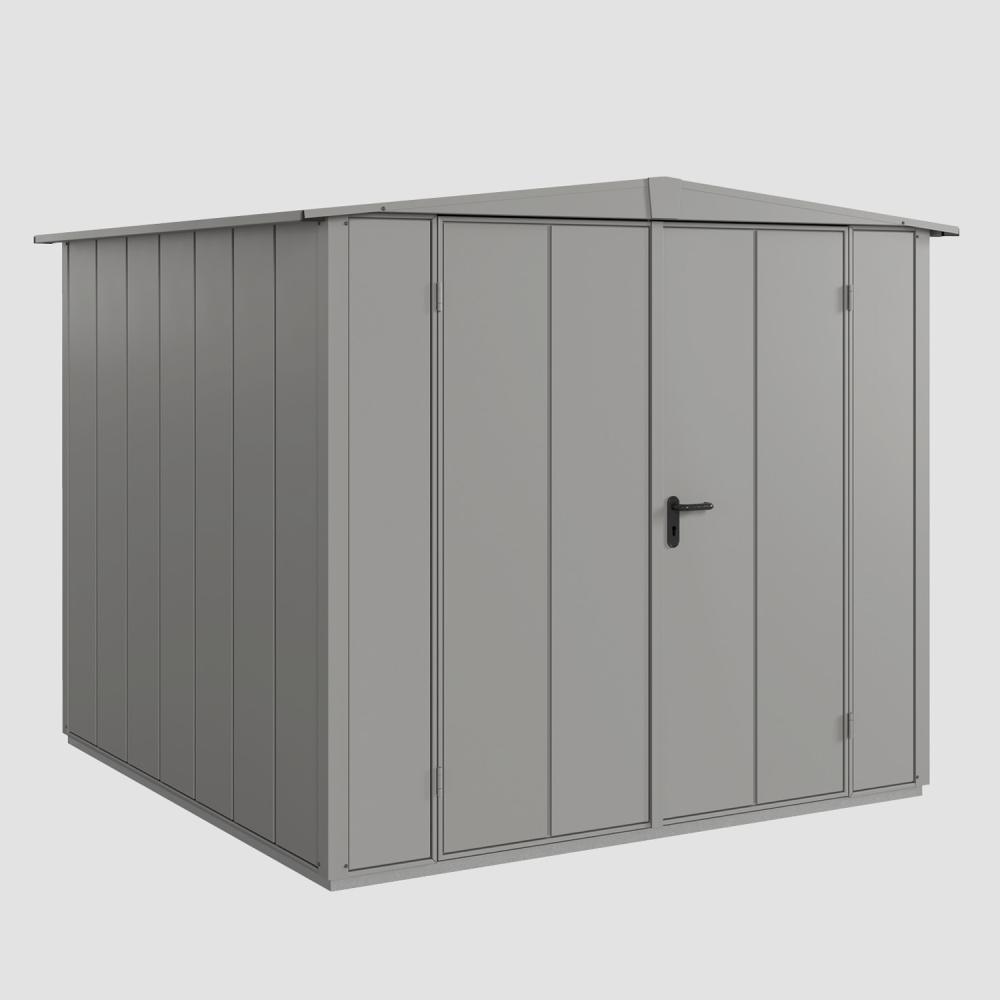 Hörmann Ecostar Metall-Gerätehaus Elegant mit Satteldach Typ 2, 238 x 238 cm , graualuminium, 5,7 m²,2-flüglige Tür Bild 1