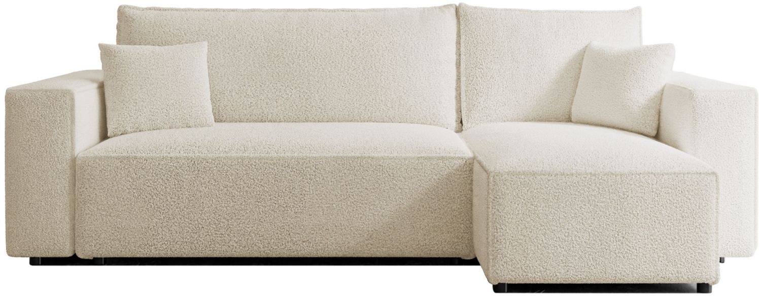 Selsey 'Scarlo' Ecksofa mit Schlaffunktion, Stauraum und Bouclé-Bezug, creme, 83 x 244 x 145 cm Bild 1