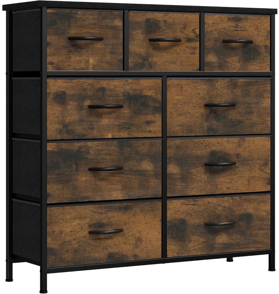 YITAHOME Kommode Schrank 9 Schubladen Stoff Industrial Stil Schwarzgrau Bild 1