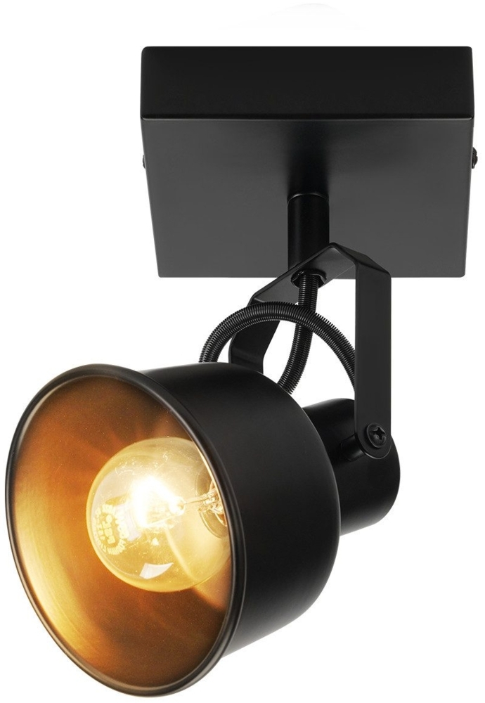 ZMH Deckenstrahler 1 Flammig Schwarz: Wandleuchte Vintage Schwenkbar 350° Wandstrahler MAX. 40W Spotlight E14 Fassung Retro Küchenlampe für Wohnzimmer Schlafzimmer Büro (ohne Leuchtmittel) Bild 1