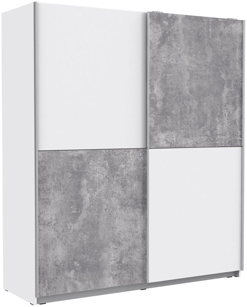 Schwebetürenschrank >Zorana< in Weiß Beton Lichtgrau - 170.3x190.5x61.2 (BxHxT) Bild 1