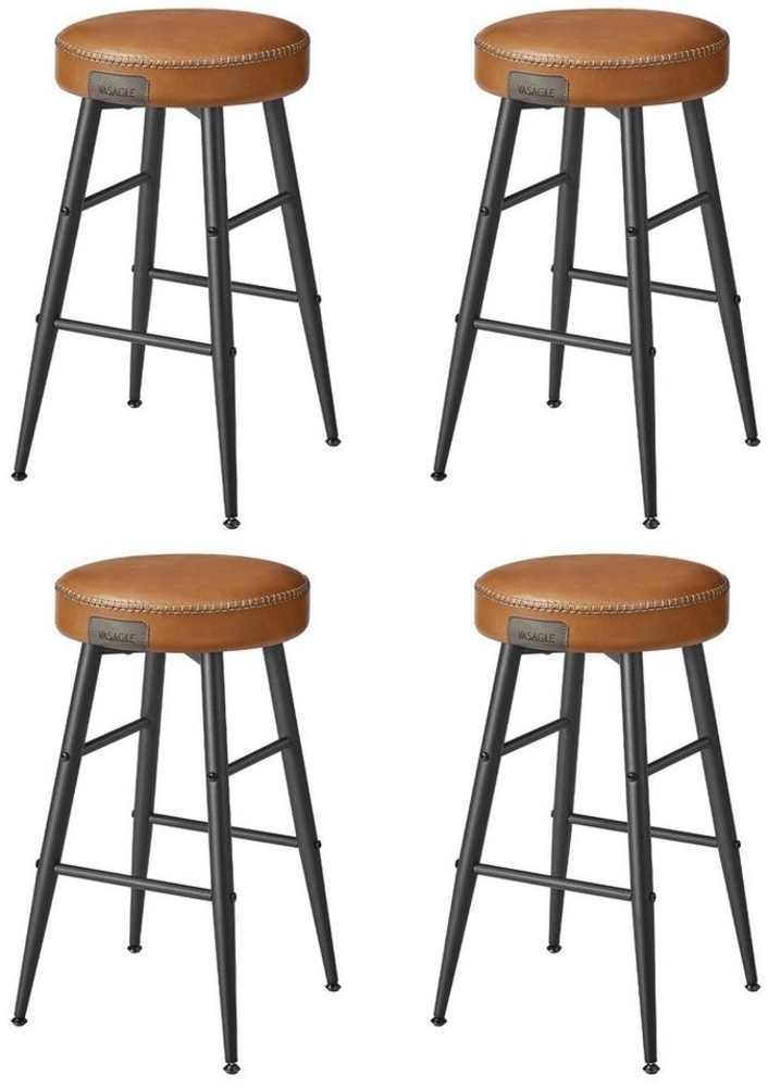 Vasagle ECHO Kollektion Barhocker, 4er Set, Barstuhl, Küchenstuhl, Kunstleder, 76,2 cm hoch, für Küche, Esszimmer, einfacher Aufbau, karamellbraun LBCDE290K01 Bild 1