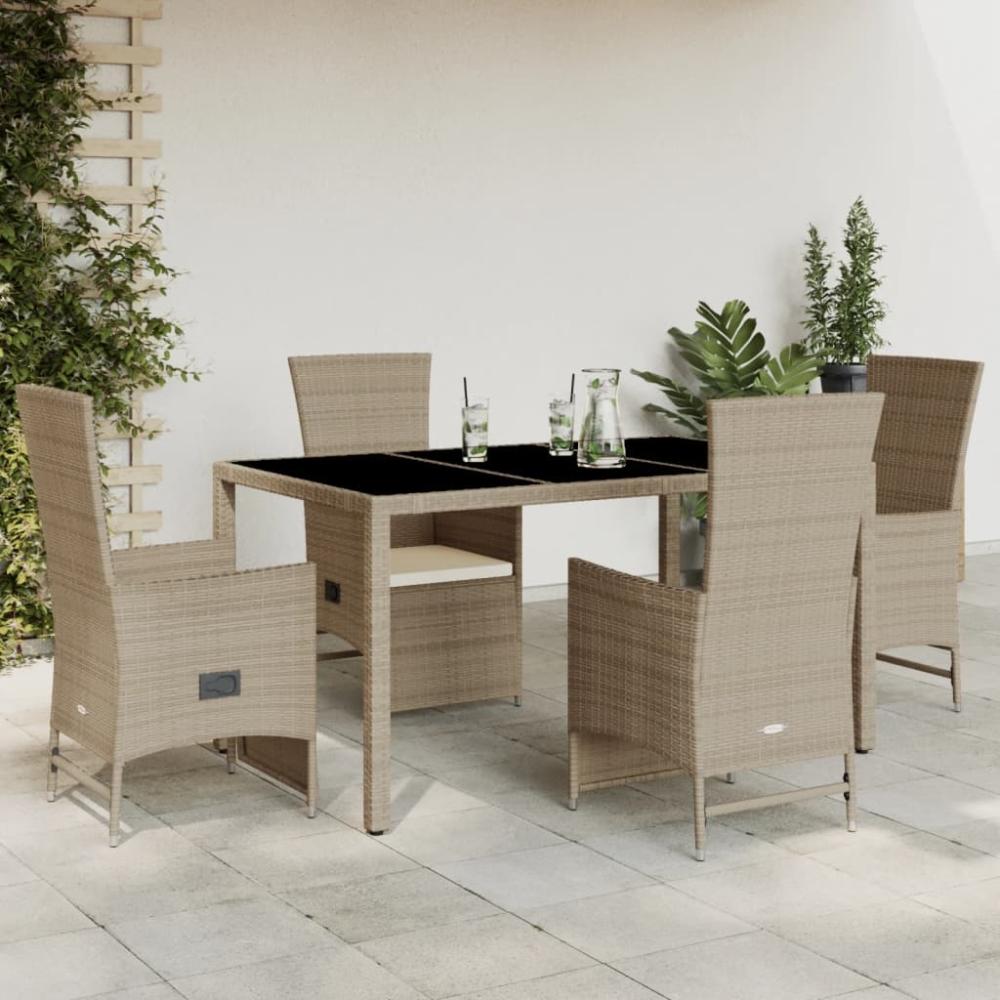 vidaXL 5-tlg. Garten-Essgruppe mit Kissen Beige Poly Rattan 3277575 Bild 1