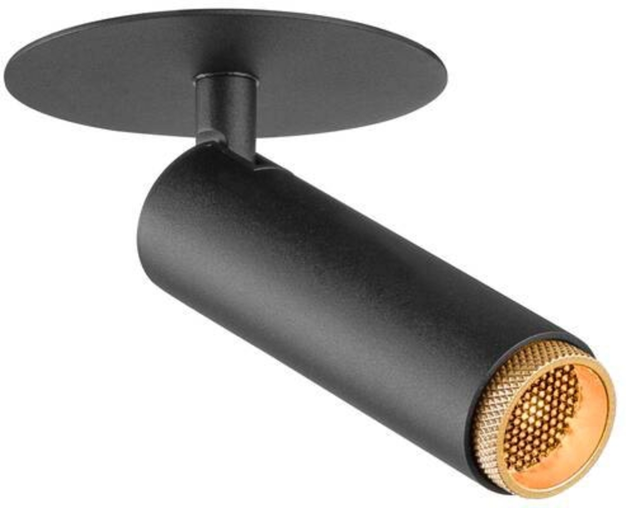 SLV GRIP! S, Deckeneinbauleuchte, PHASE, 2700 K, 29°, IP20, zylindrisch, schwarz / gold - Downlights Bild 1