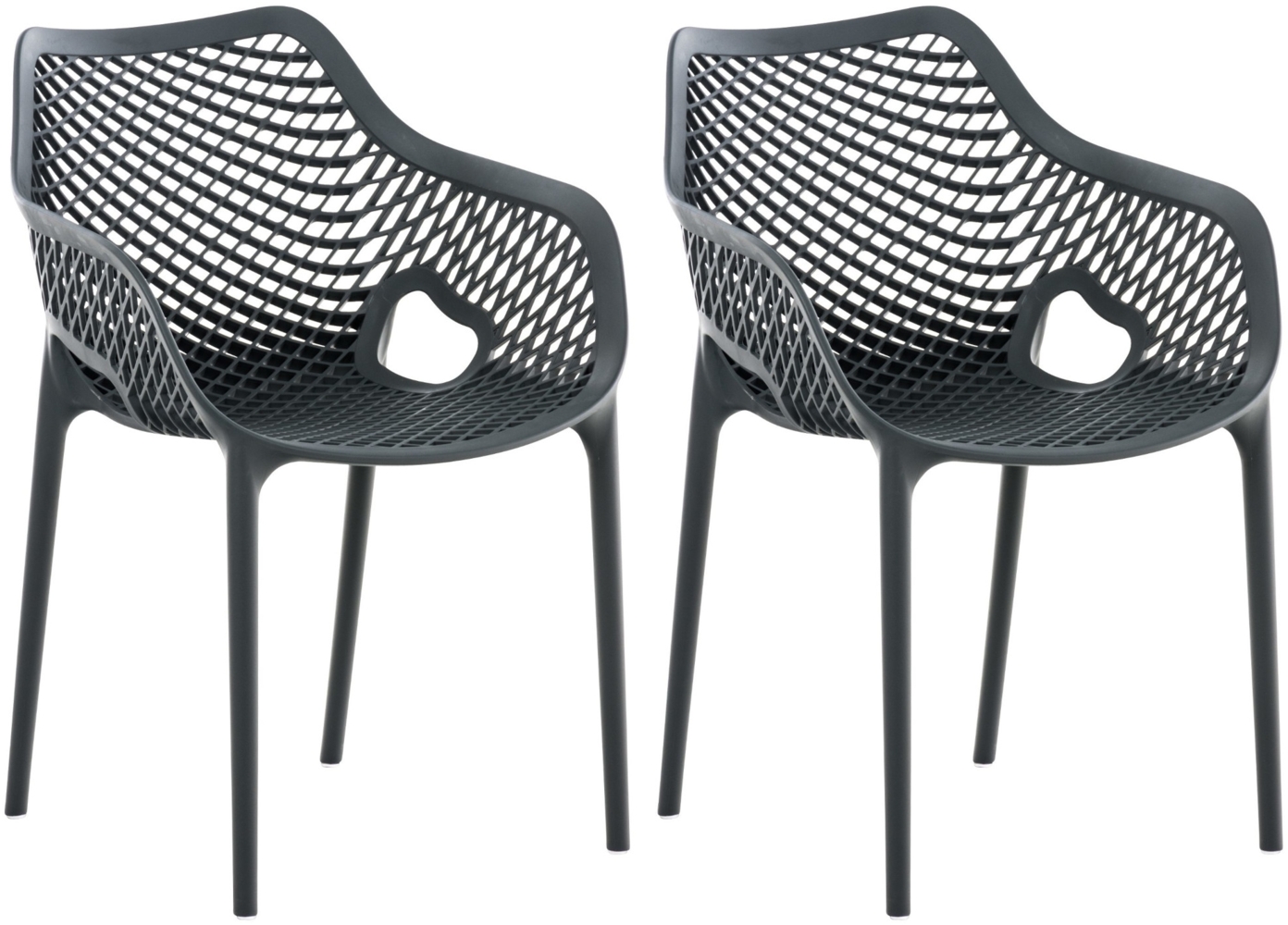 CLP 2er Set Stühle Air XL stapelbar mit einer Sitzhöhe von 44 cm,dunkelgrau Bild 1