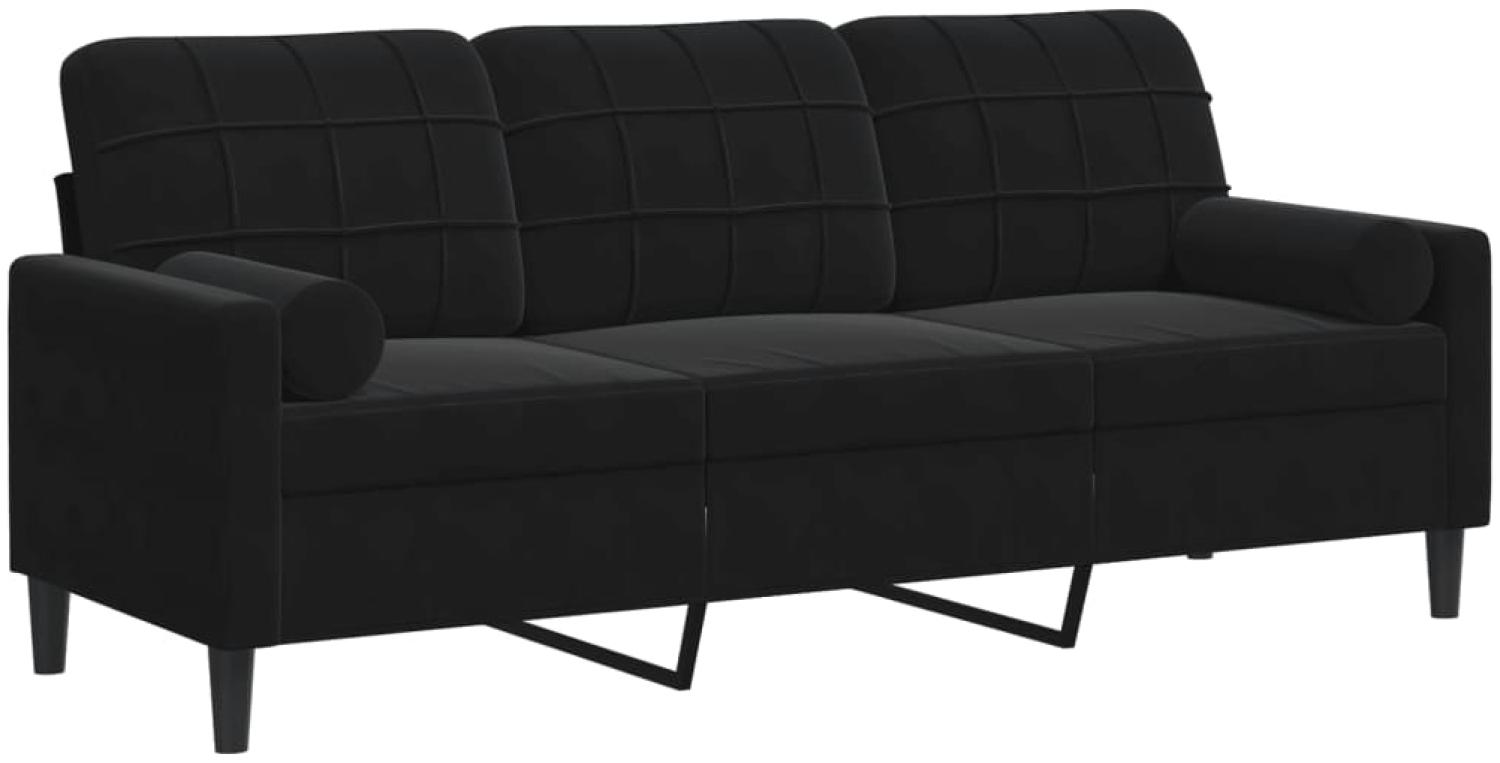 vidaXL 3-Sitzer-Sofa mit Zierkissen Schwarz 180 cm Samt 3278234 Bild 1