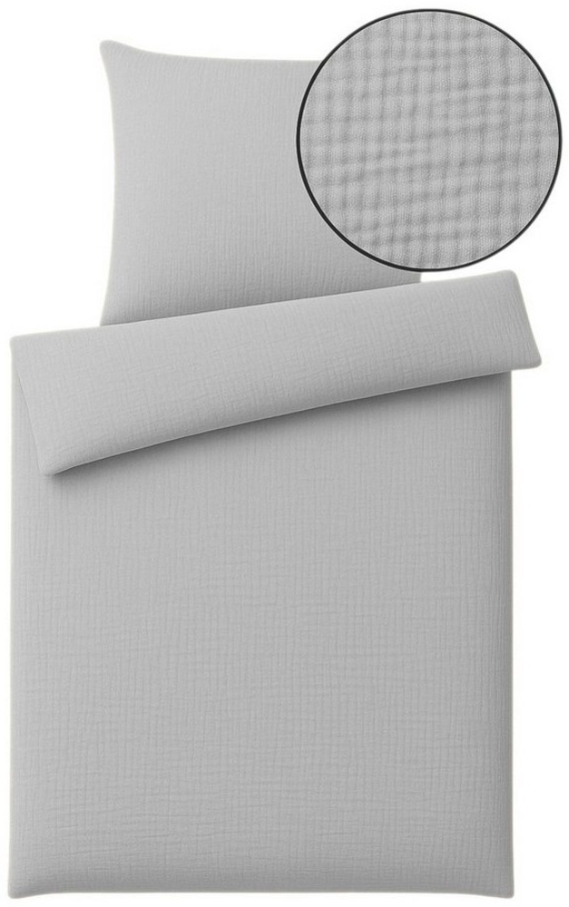 One Home Bettwäsche Musselin, Musselin, 2 teilig, Unifarben, weiche Baumwolle Sommer und Winter geeignet Bild 1
